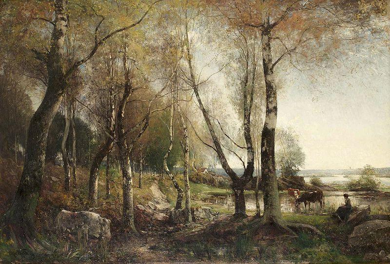 Alfred Wahlberg Vallflickans vilostund Sweden oil painting art